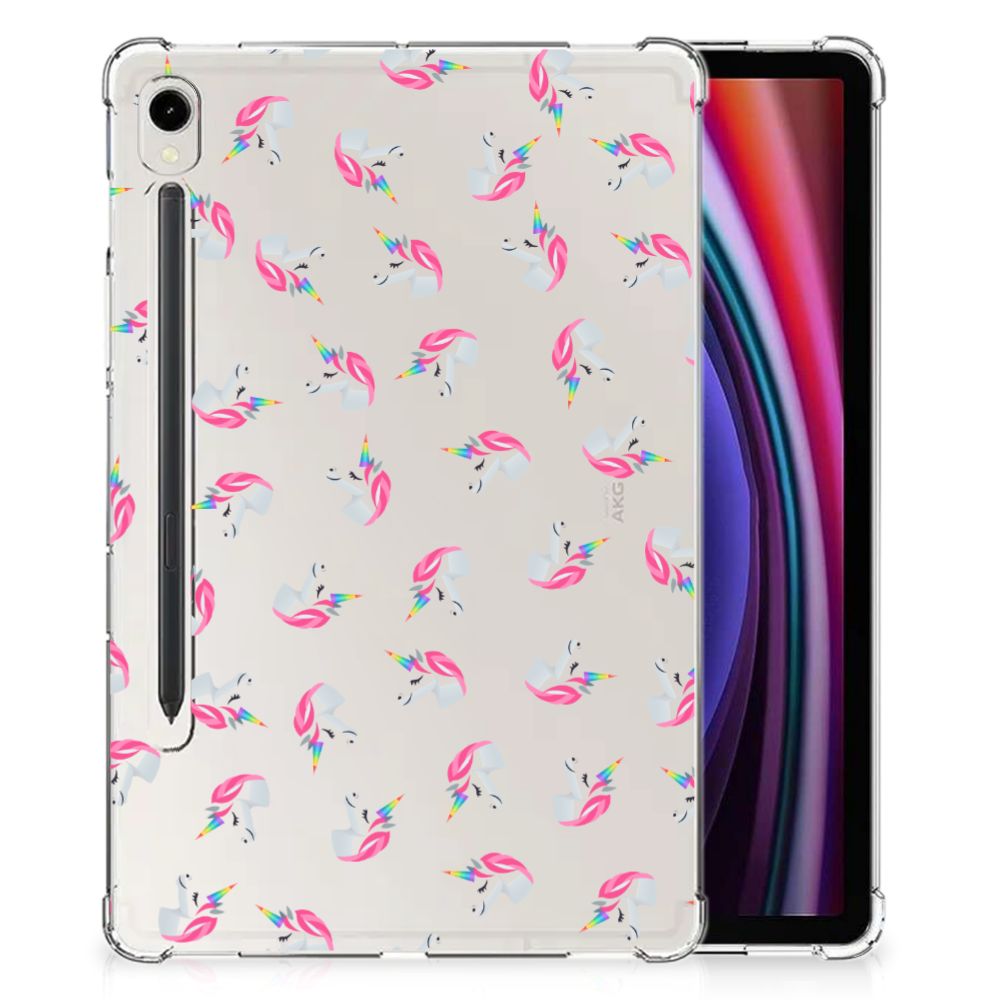 Samsung Galaxy Tab S9 Hippe Hoes Unicorns achterkant design