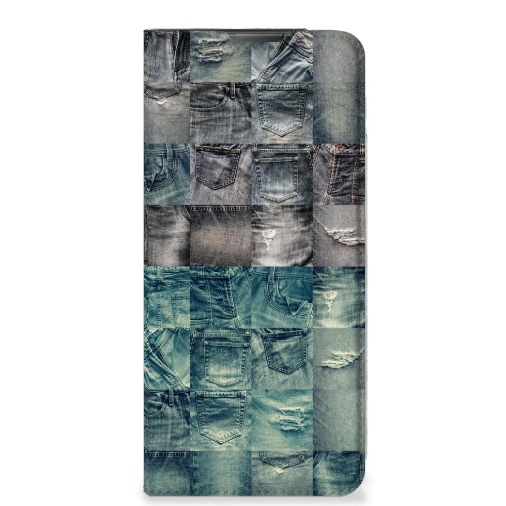 Motorola Moto E20 Hippe Standcase Spijkerbroeken design afbeelding