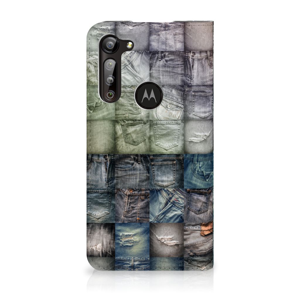 Hippe Standcase Motorola Moto G8 Power Spijkerbroeken jeans design achterkant