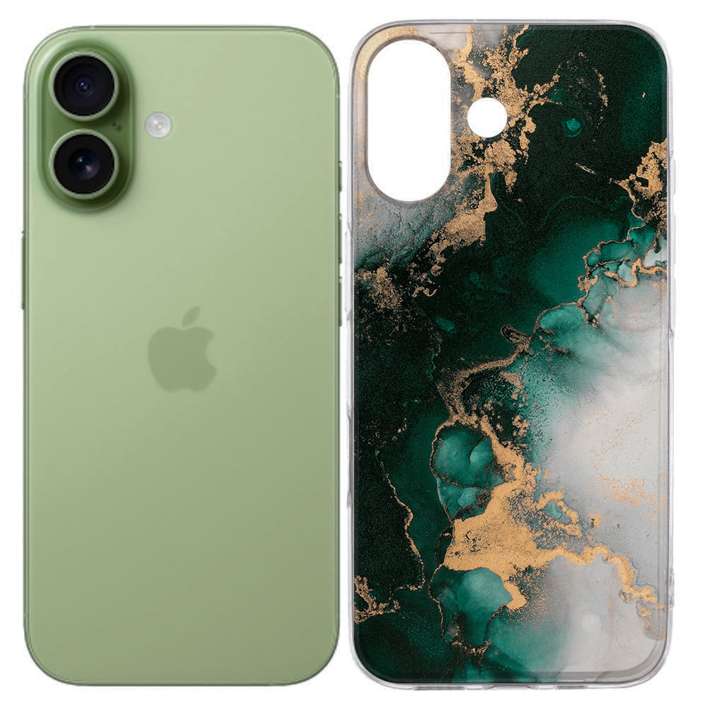 Siliconen hoesje Apple iPhone 17 Marmer Groen