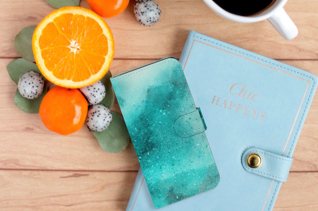 Google Pixel 6A Hoesje Painting Blue aanzicht