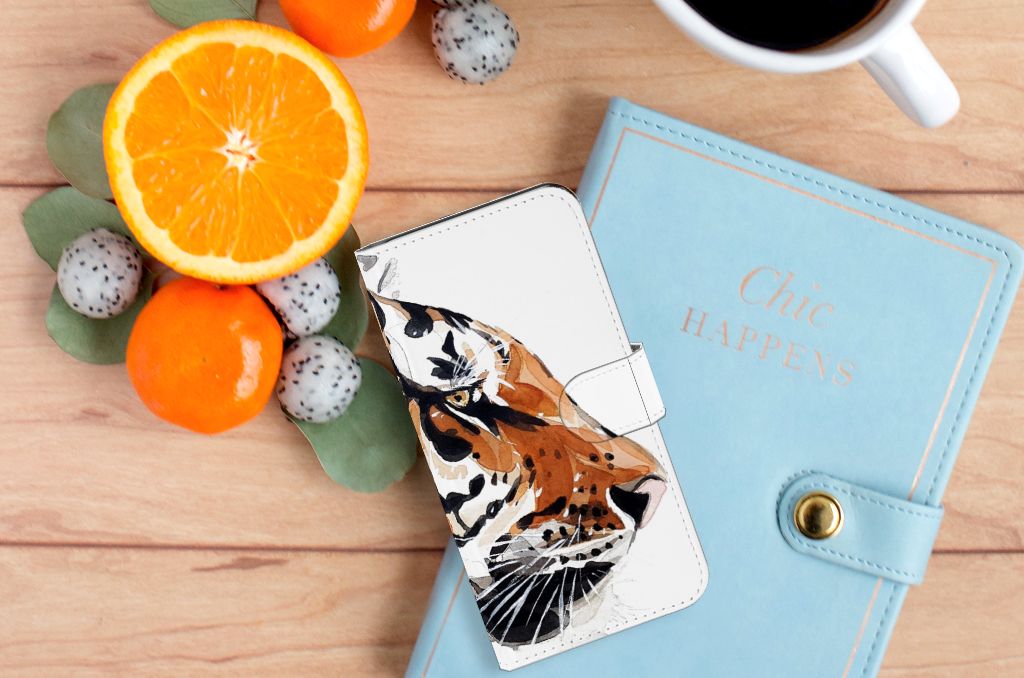Hoesje Google Pixel 6A Watercolor Tiger smartphone hoesje tijger kunst design