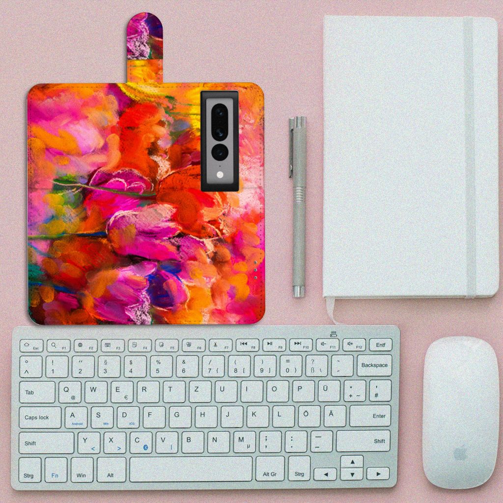 Hoesje Google Pixel 7 Pro Tulips design tulpen kleurrijk aanzicht