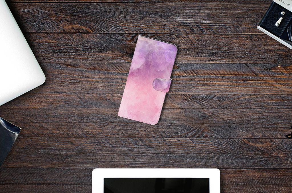 Hoesje Google Pixel 8 Pro Pink Purple Paint bookcase roze paars bovenaanzicht