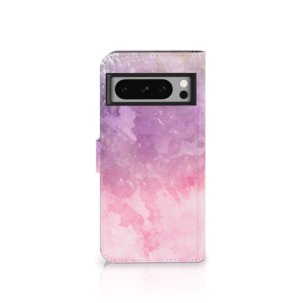 Hoesje Google Pixel 8 Pro Pink Purple Paint bookcase roze paarse verf