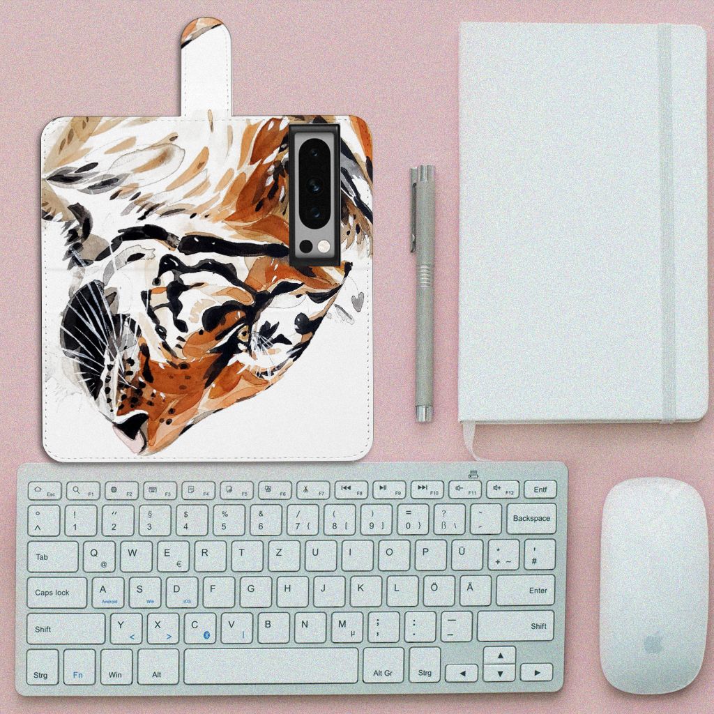 Hoesje Google Pixel 8 Pro Watercolor Tiger design tijger aanzicht