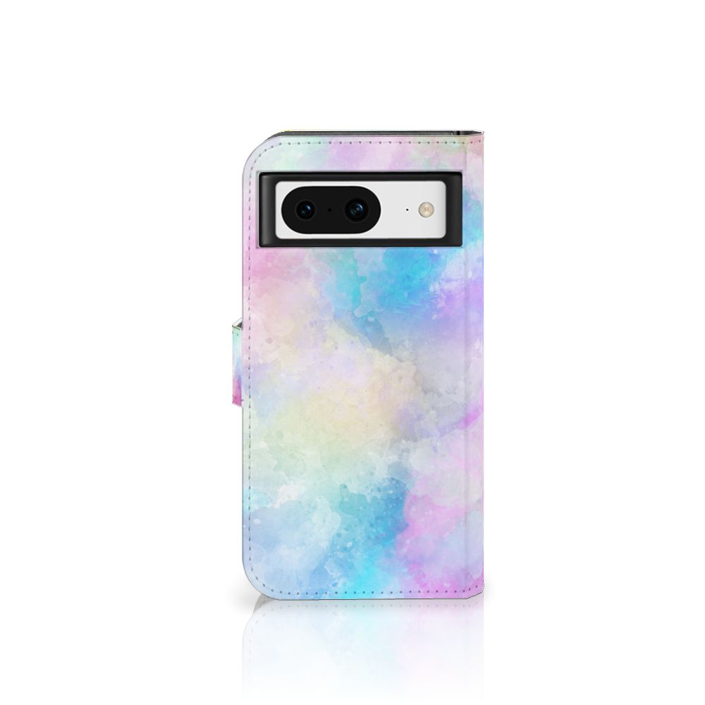 Hoesje Google Pixel 8 Watercolor Light pasjeshouder design pastelkleuren aanzicht