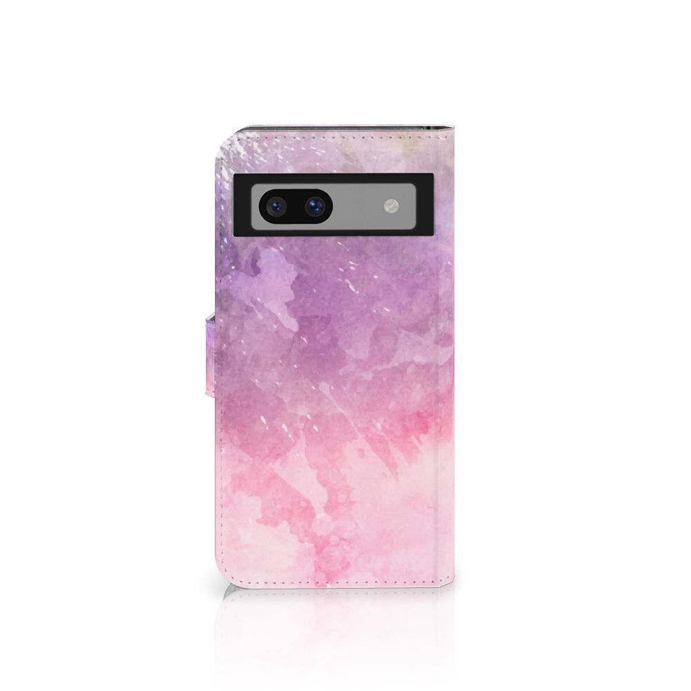 Hoesje Google Pixel 8A Pink Purple Paint bookcase design roze paars aanzicht