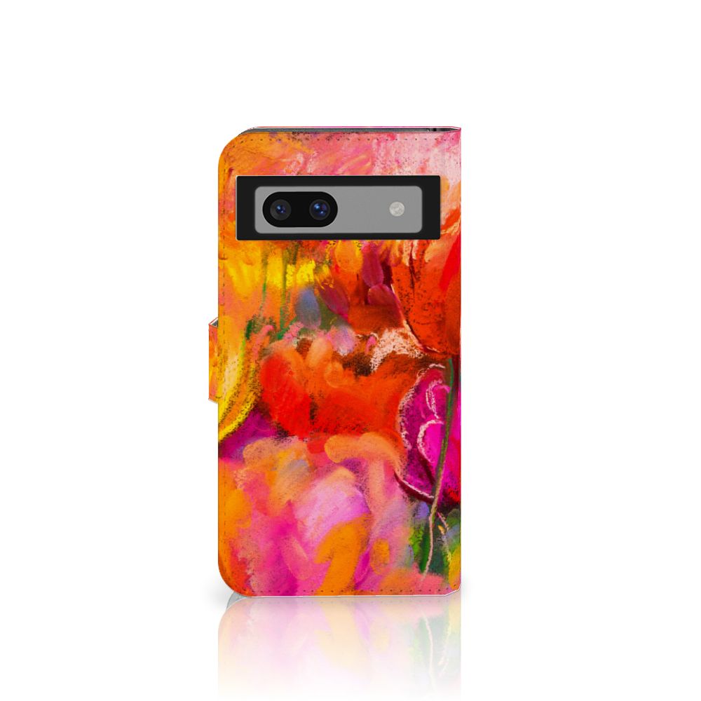 Hoesje Google Pixel 8A Tulips telefoonhoes kleurrijk tulpen ontwerp voorkant