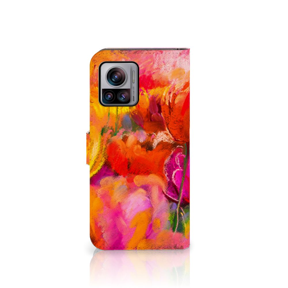 Hoesje Motorola Edge 30 Ultra Tulips telefoonhoesje artistiek ontwerp kleurrijk aanzicht