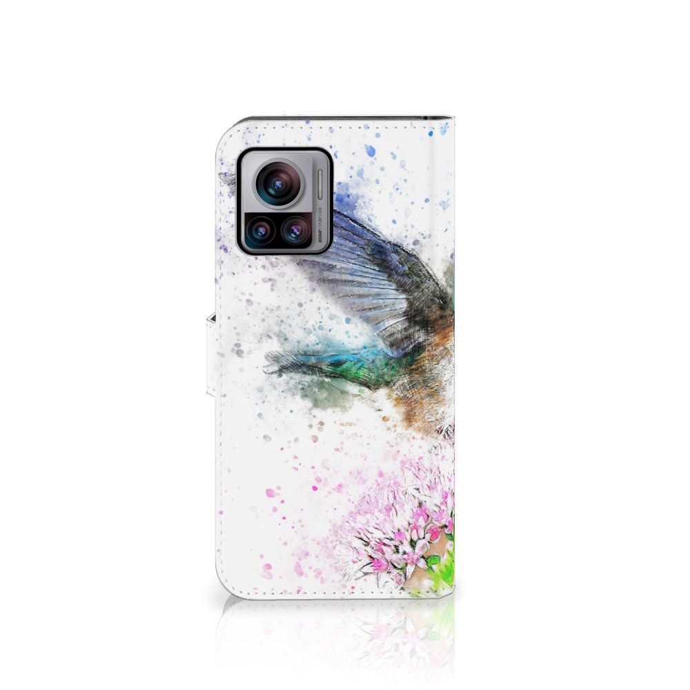 Motorola Edge 30 Ultra hoesje Vogel design bloem kolibrie aanzicht