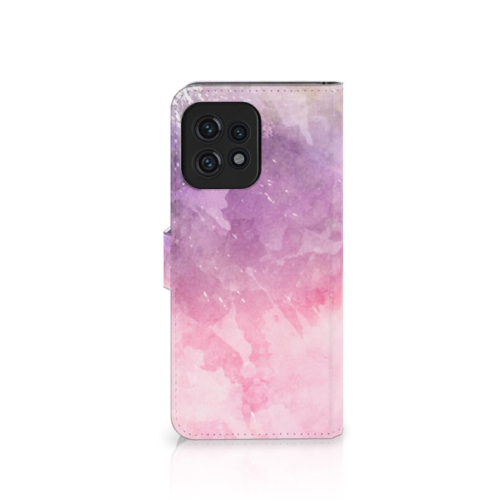Hoesje Motorola Edge 40 Pro Pink Purple Paint bookcase schilderachtig ontwerp zijaanzicht