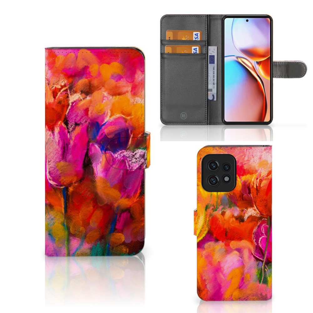 Hoesje Motorola Edge 40 Pro Tulips hoesje tulpen kleurrijk voorzijde