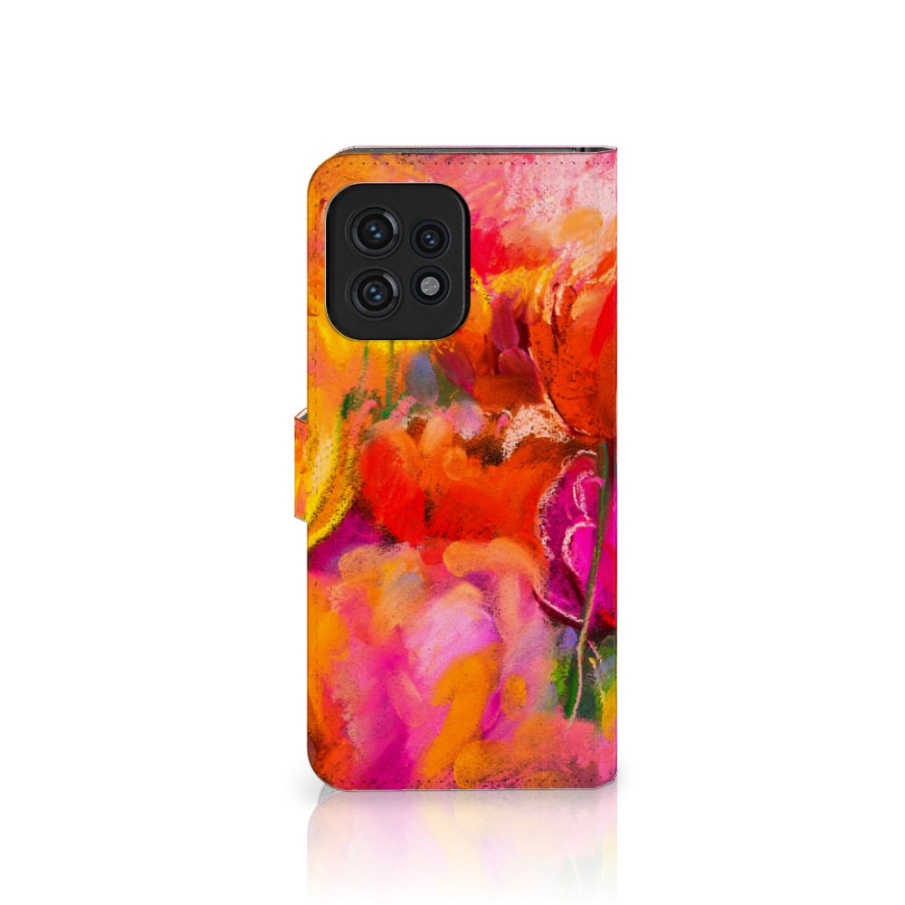 Hoesje Motorola Edge 40 Pro Tulips tulpen kunst kleurrijk voorkant