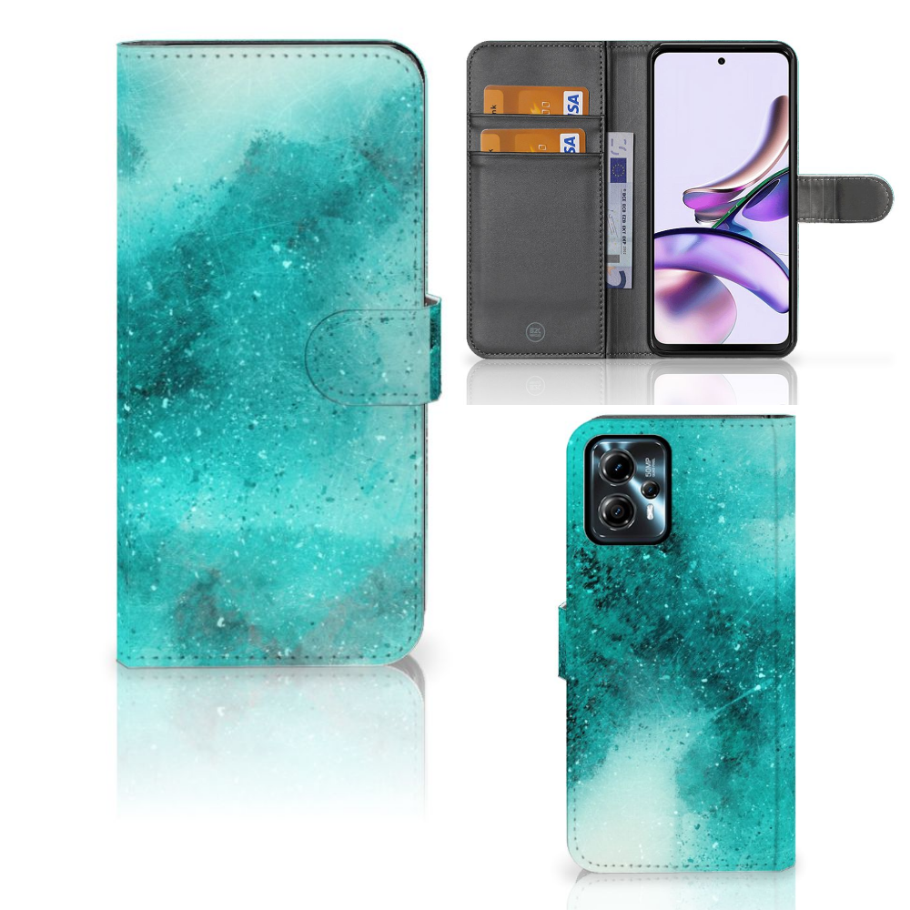 Hoesje Motorola Moto G13 | G23 Painting Blue design blauw aanzicht