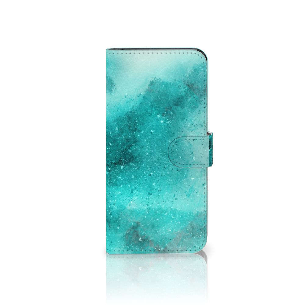 Hoesje Motorola Moto G13 | G23 Painting Blue boekcase turquoise design aanzicht