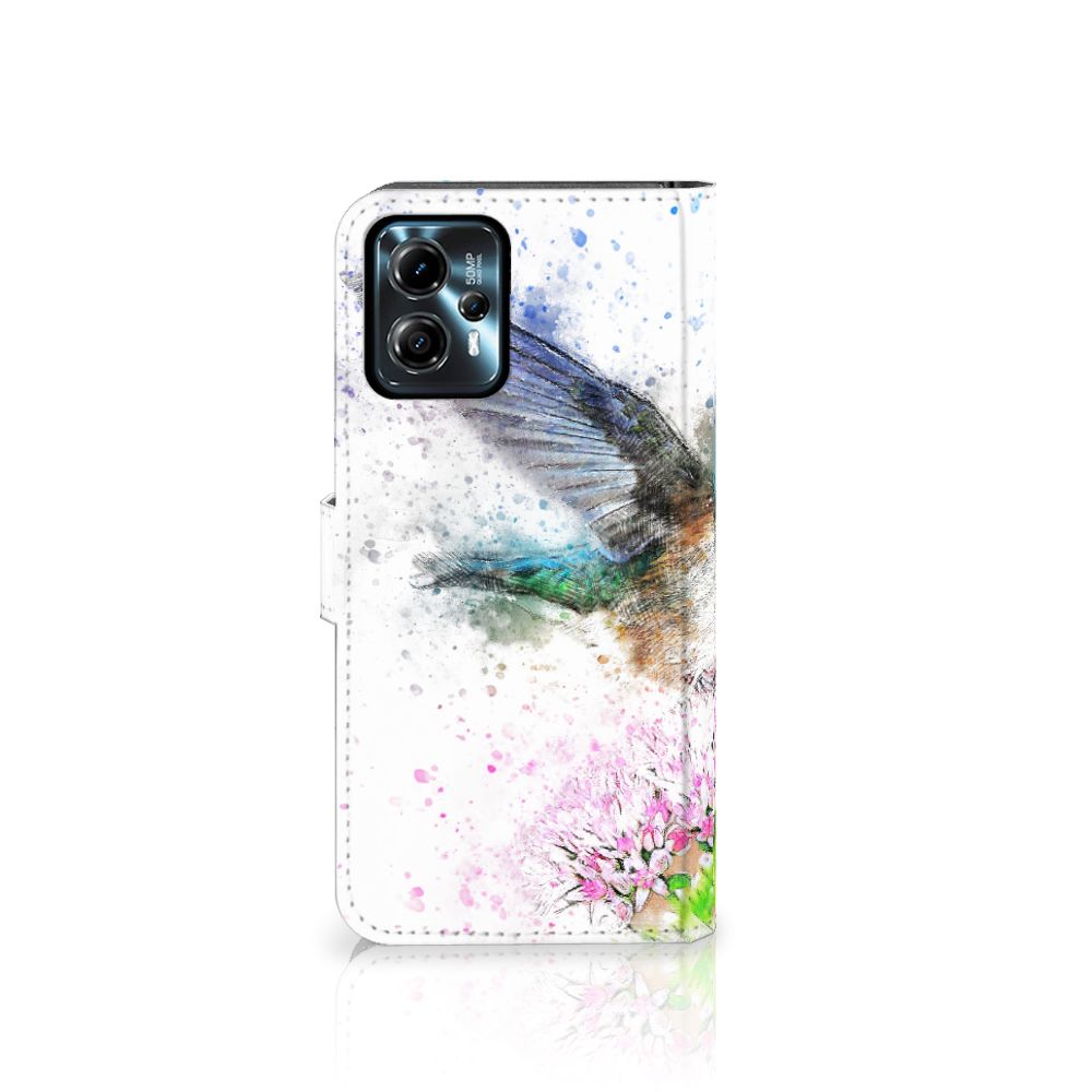 Hoesje Motorola Moto G13 | G23 Vogel design kolibrie bloem aanzicht