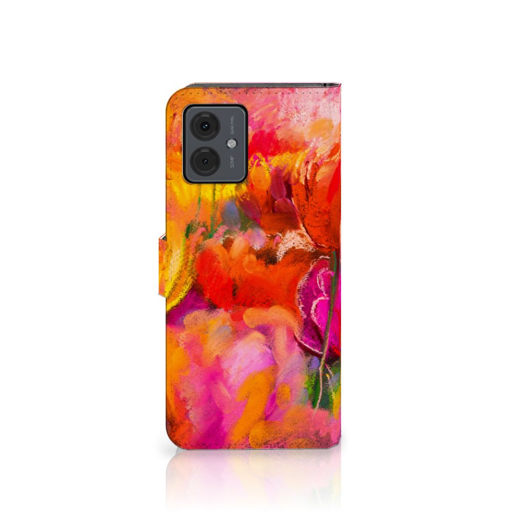 Hoesje Motorola Moto G14 Tulips telefoonhoesje floral design tulpen kleurrijk