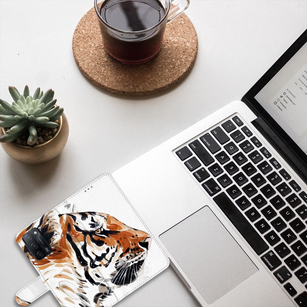 Hoesje OPPO A16/A16s/A54s Watercolor Tiger