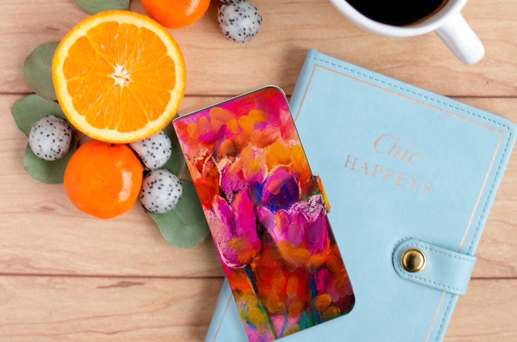Hoesje OPPO A58 4G Tulips telefoonhoesje artistiek design bloemen kleurrijk