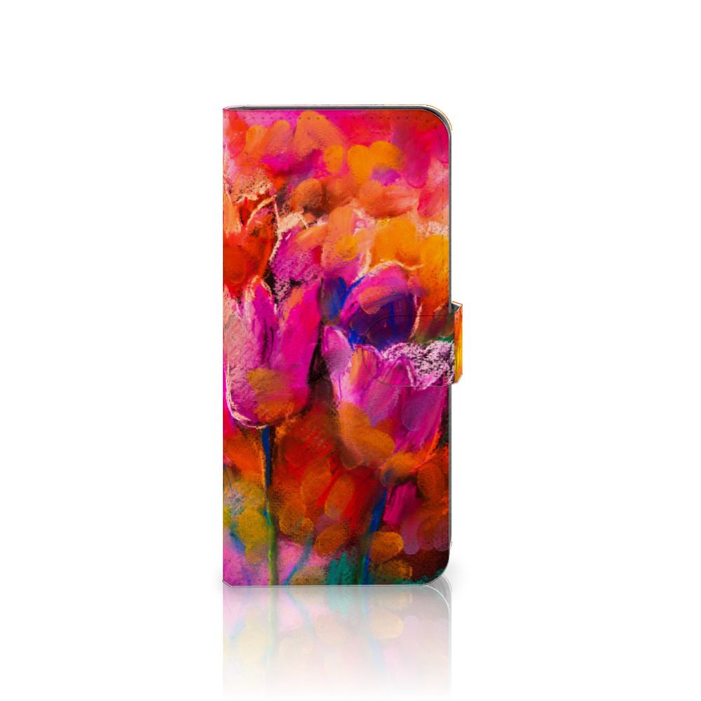 Hoesje OPPO A58 4G Tulips telefoonhoesje kleurrijk tulpen schilderkunst vooraanzicht