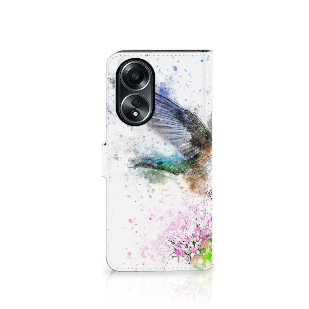 Hoesje OPPO A58 4G Vogel kolibrie bloem design voorkant