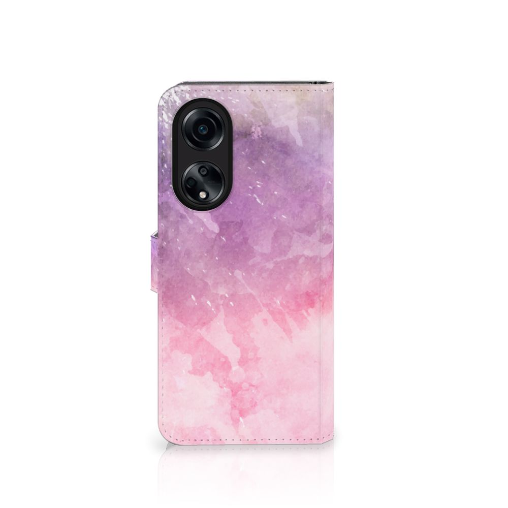 Hoesje OPPO A98 5G Pink Purple Paint met een kunstzinnig ontwerp voor stijl en bescherming.