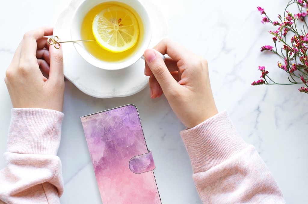 Hoesje OPPO Find X6 Pro Pink Purple Paint bookcase model roze paars ontwerp aanzicht