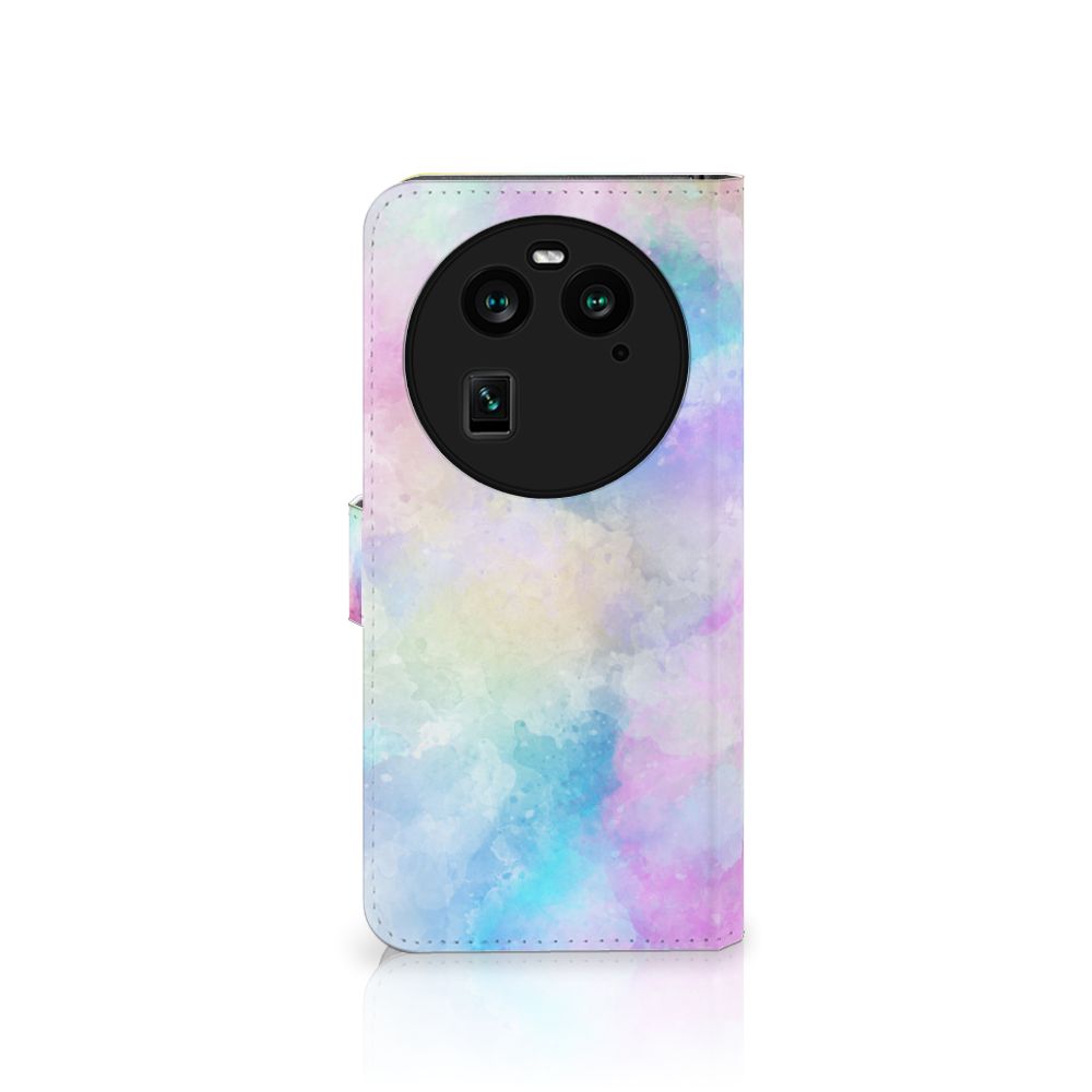 Hoesje OPPO Find X6 Watercolor Light met pastelkleuren en pasjeshouder.