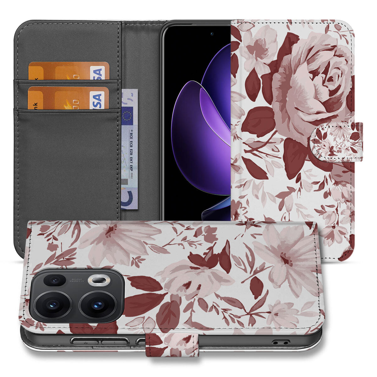 Hoesje OPPO Reno 13 Pro Watercolor Flowers smartphone hoesje bloeiende bloemen design voorkant