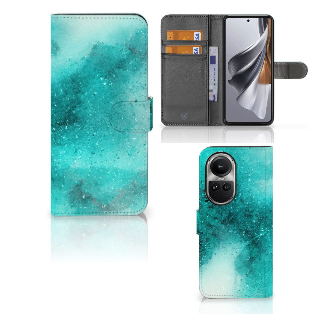 Hoesje OPPO Reno10 | 10 Pro Painting Blue design turquoise aanzicht