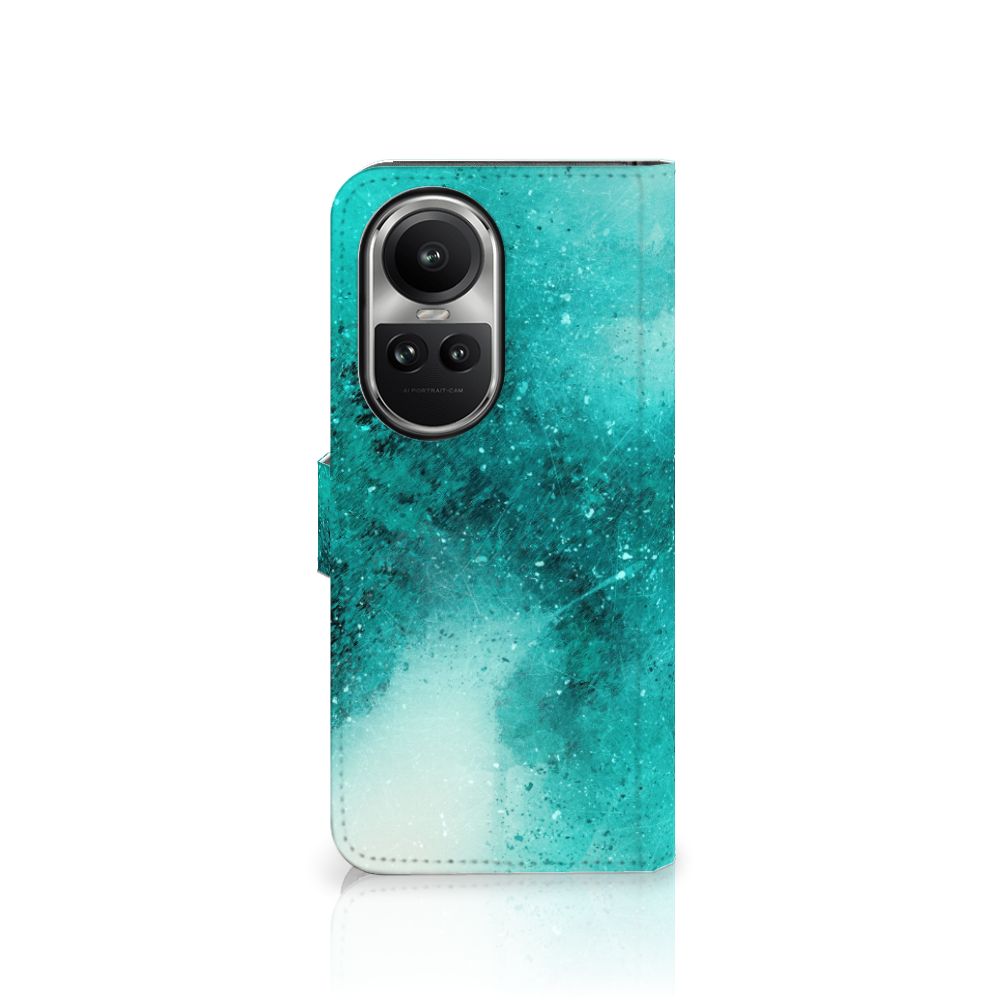 Hoesje OPPO Reno10 | 10 Pro Painting Blue boekcase turquoise design voorzijde