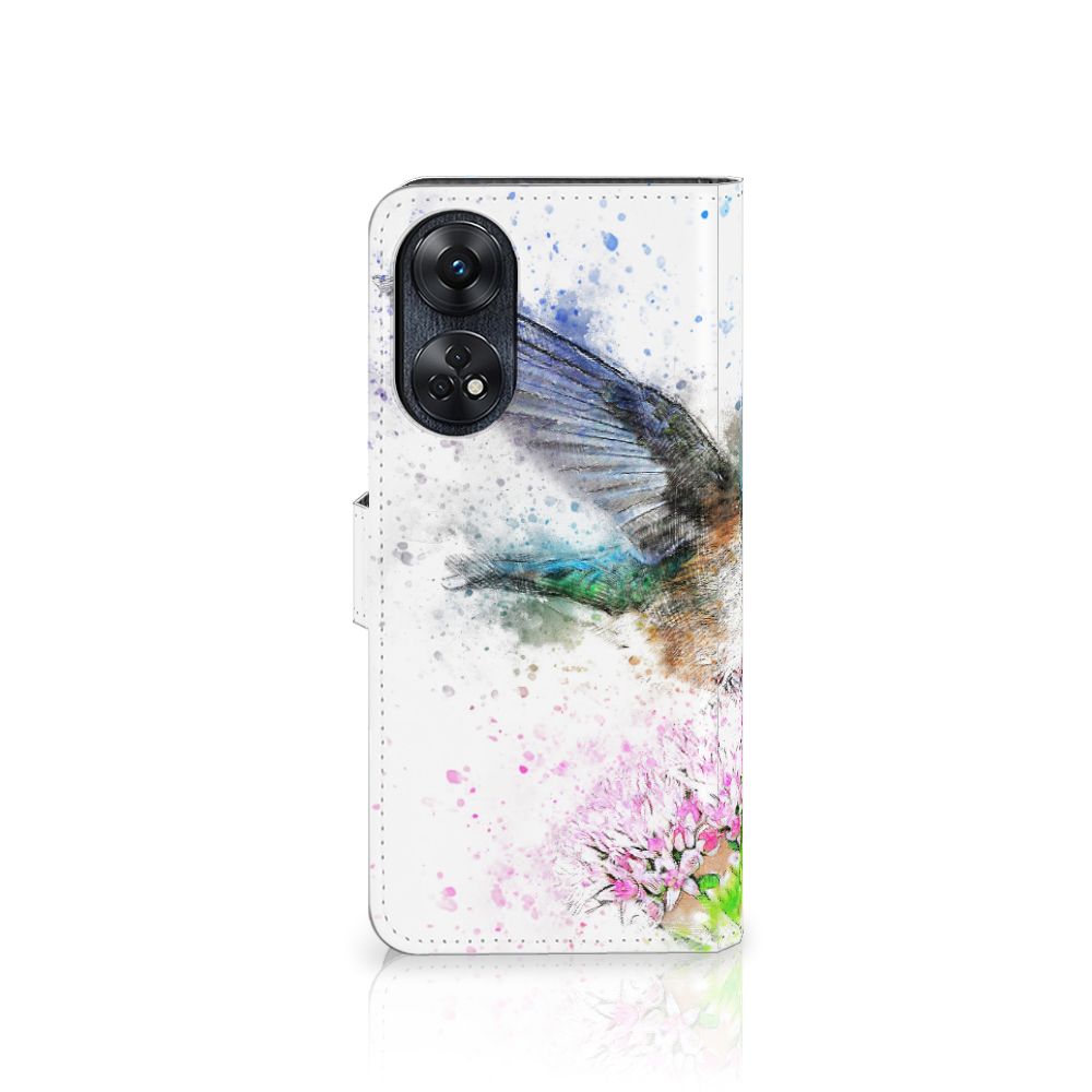 Hoesje OPPO Reno8 T 4G Vogel designnaam kolibrie bloem voorkant