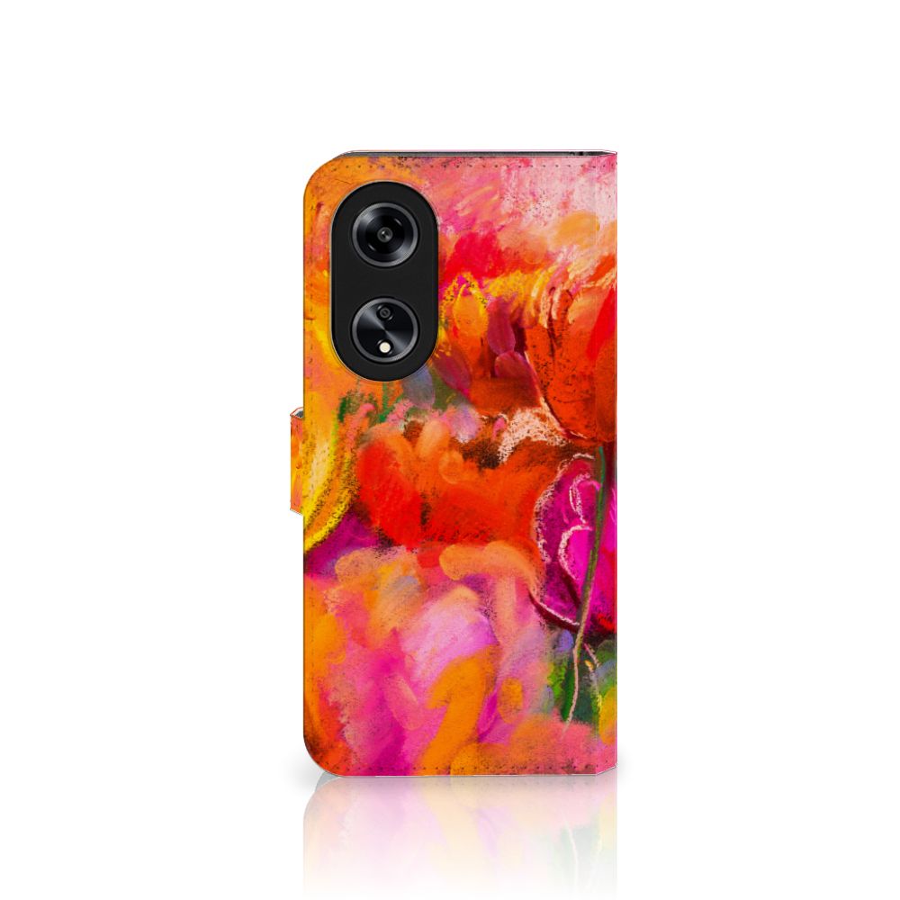 Hoesje OPPO Reno8 T 5G Tulips telefoonhoesje kleurrijk design tulpen aanzicht