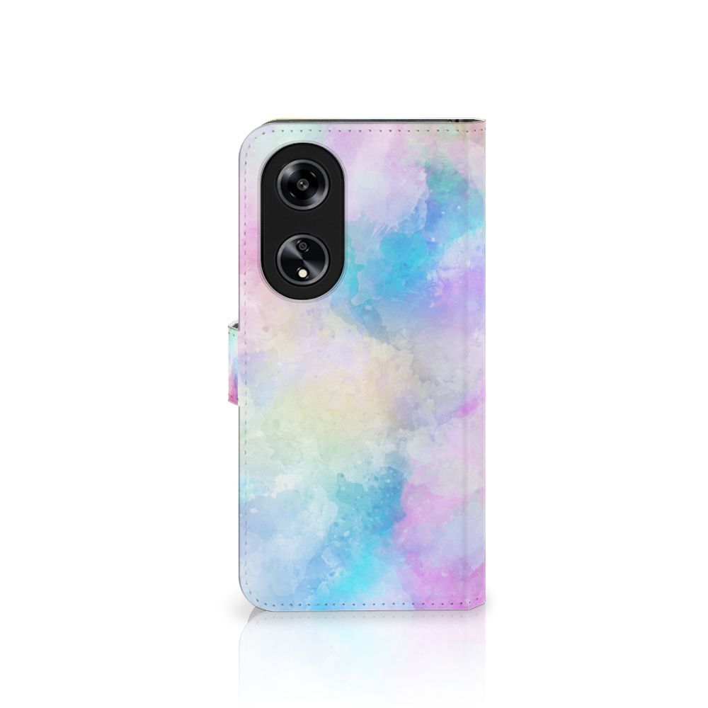 Hoesje OPPO Reno8 T 5G Watercolor Light met unieke pastelkleuren en pasjeshouder.