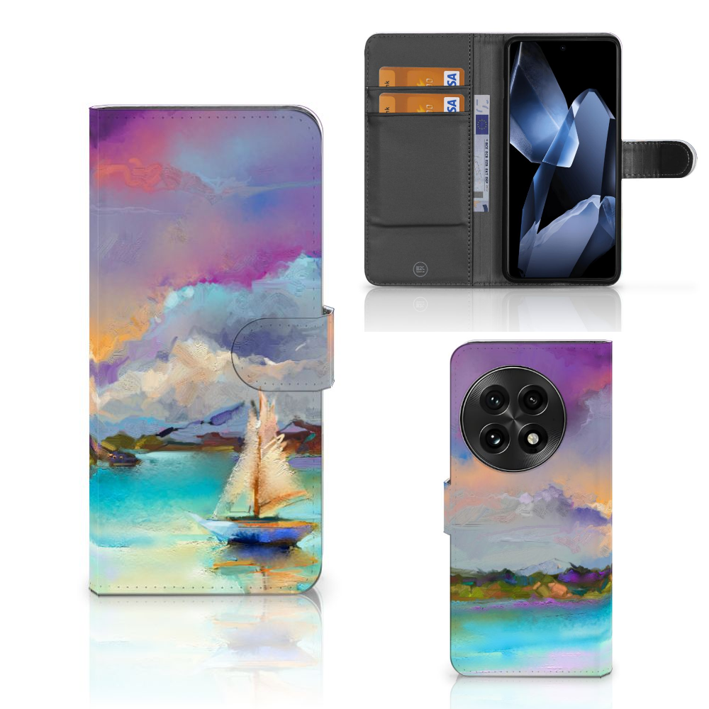 Hoesje OnePlus 13 Boat artistiek boot abstract paars blauw groen aanzicht