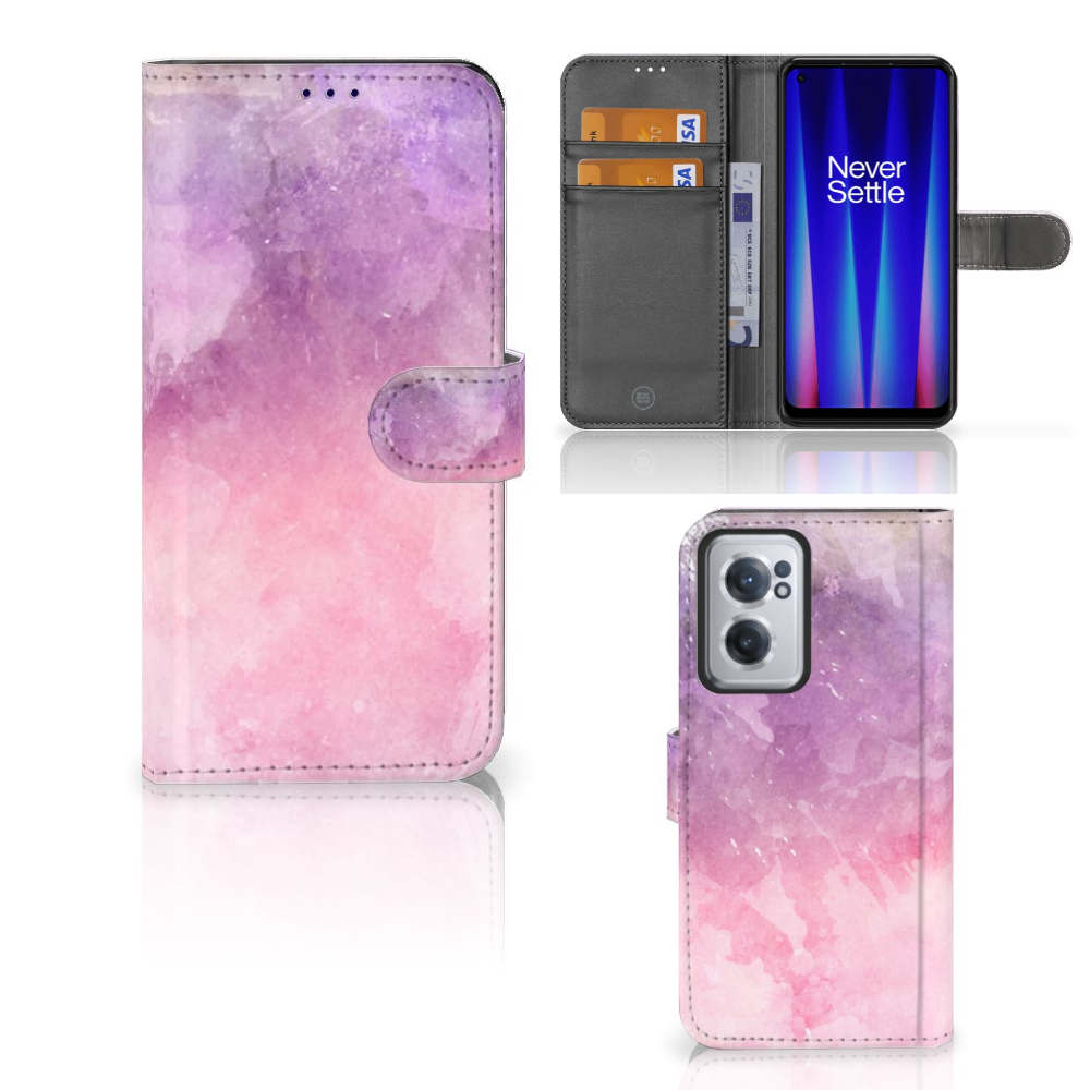 Hoesje OnePlus Nord CE 2 Pink Purple Paint bookcase model roze paars schilderachtig design