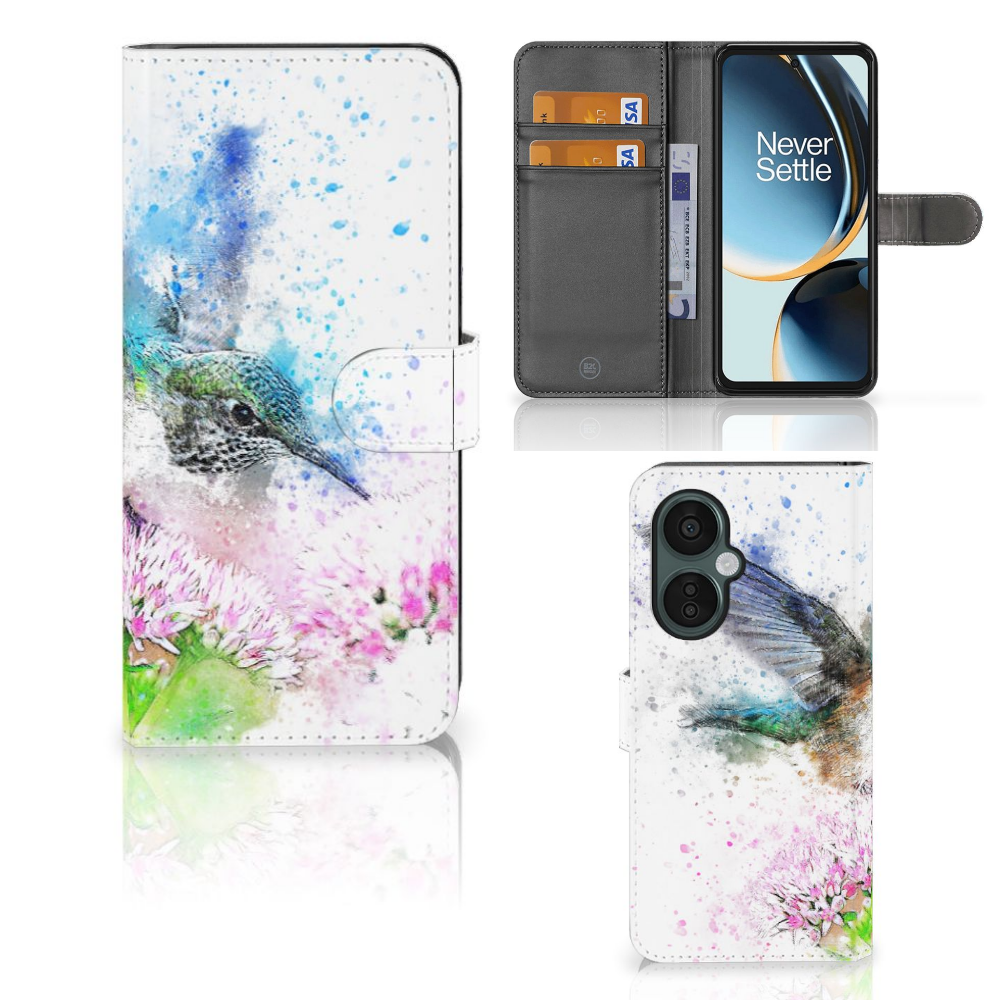 Hoesje OnePlus Nord CE 3 Lite Vogel hoesje kolibrie bloem design aanzicht