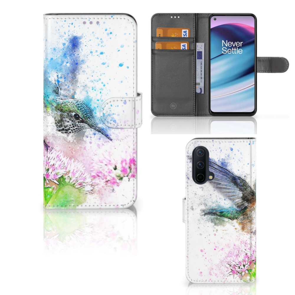 OnePlus Nord CE 5G Hoesje Vogel kolibrie bloemen aanzicht