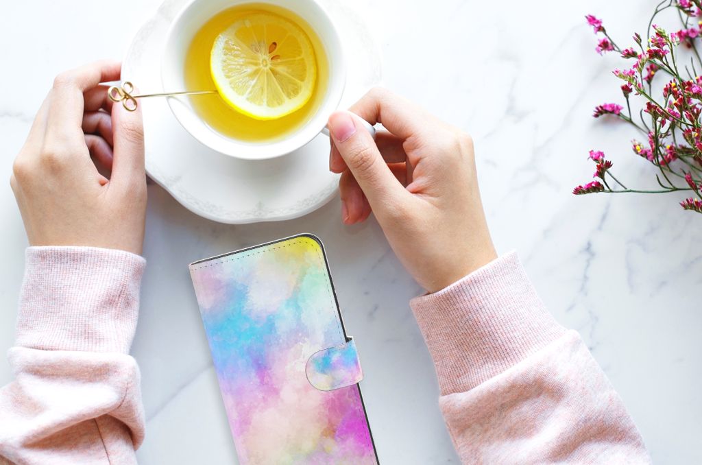 Hoesje Samsung Galaxy A05s Watercolor Light met pastelkleuren en unieke waterverfuitstraling.