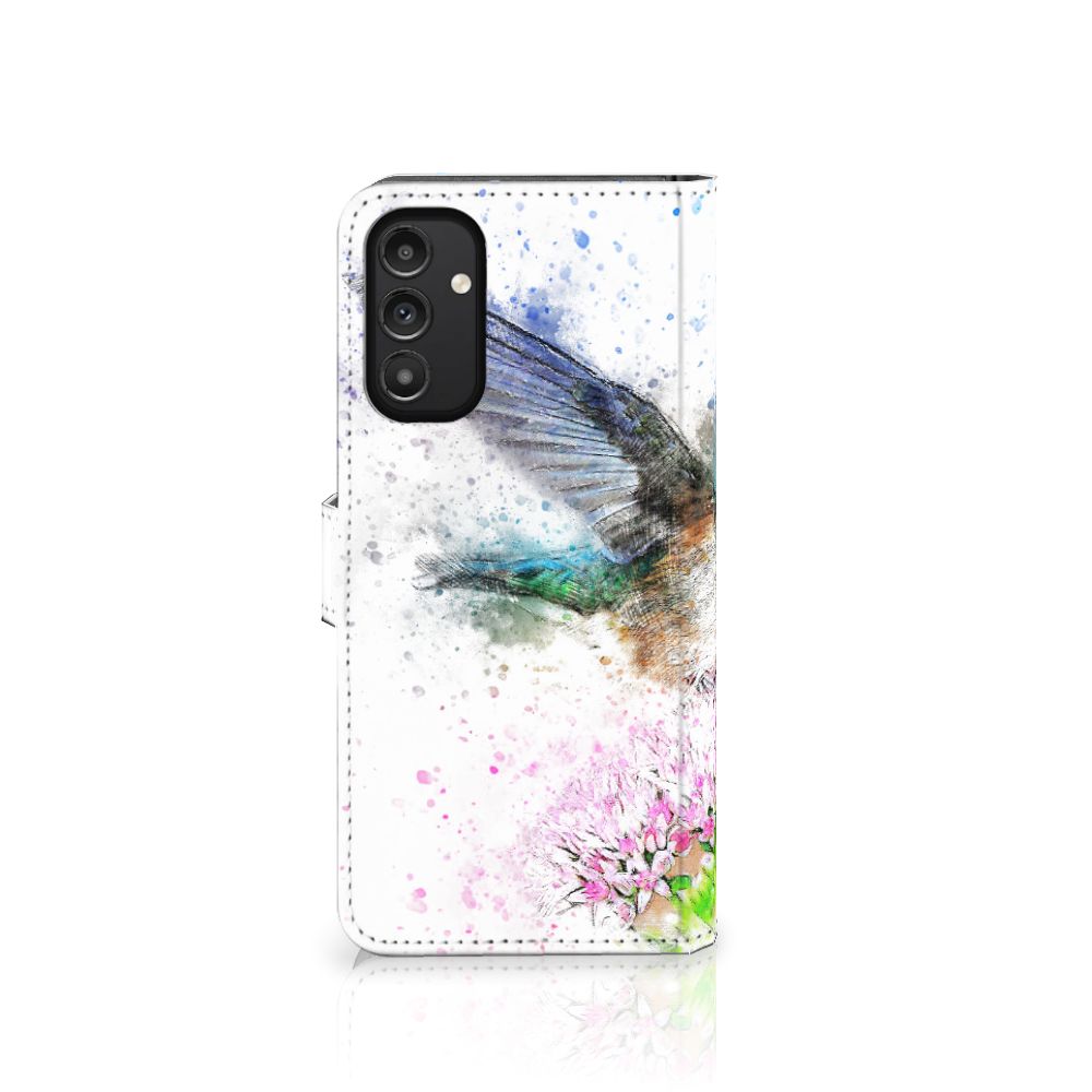 Hoesje Samsung Galaxy A14 4G Vogel met kleurrijke kolibrie en bloemen ontwerp.