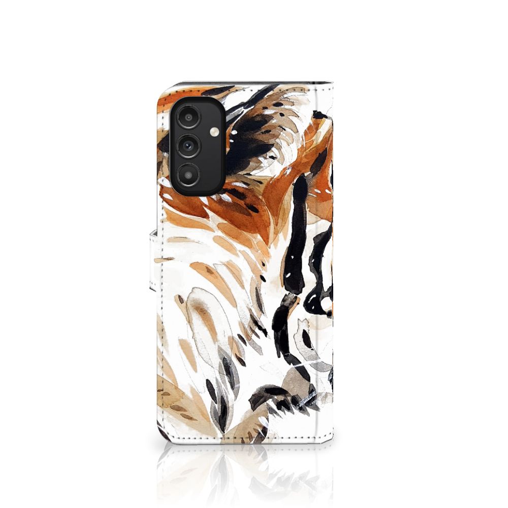 Hoesje Samsung Galaxy A14 4G Watercolor Tiger met abstracte tijger schilderij design.