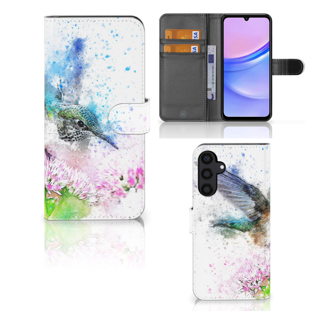 Samsung Galaxy A15 Hoesje Vogel kolibrie design voorkant