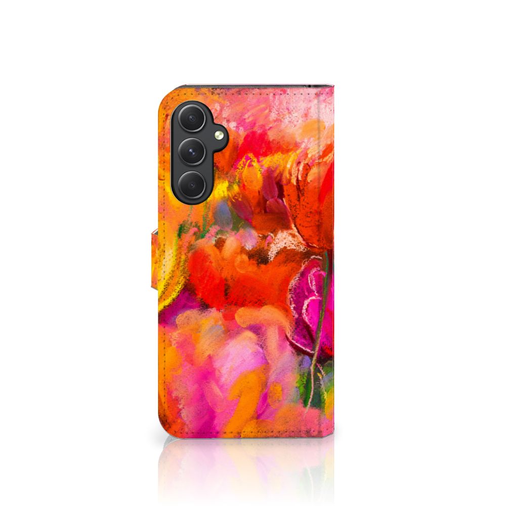 Hoesje Samsung Galaxy A24 4G Tulips met kleurrijk tulpen ontwerp, ideaal als cadeau voor gebruiksgemak en bescherming.