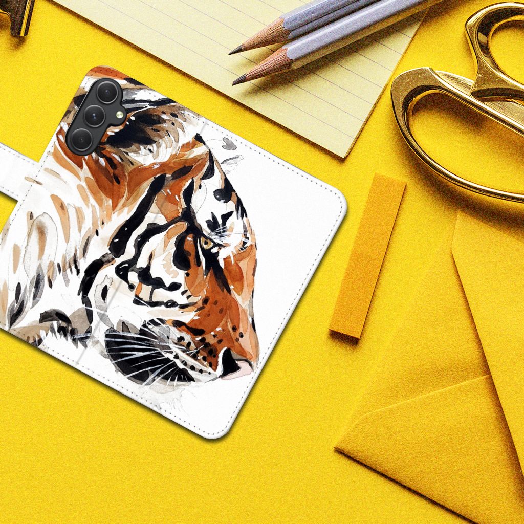 Hoesje Samsung Galaxy A24 4G Watercolor Tiger tijger design voorkant