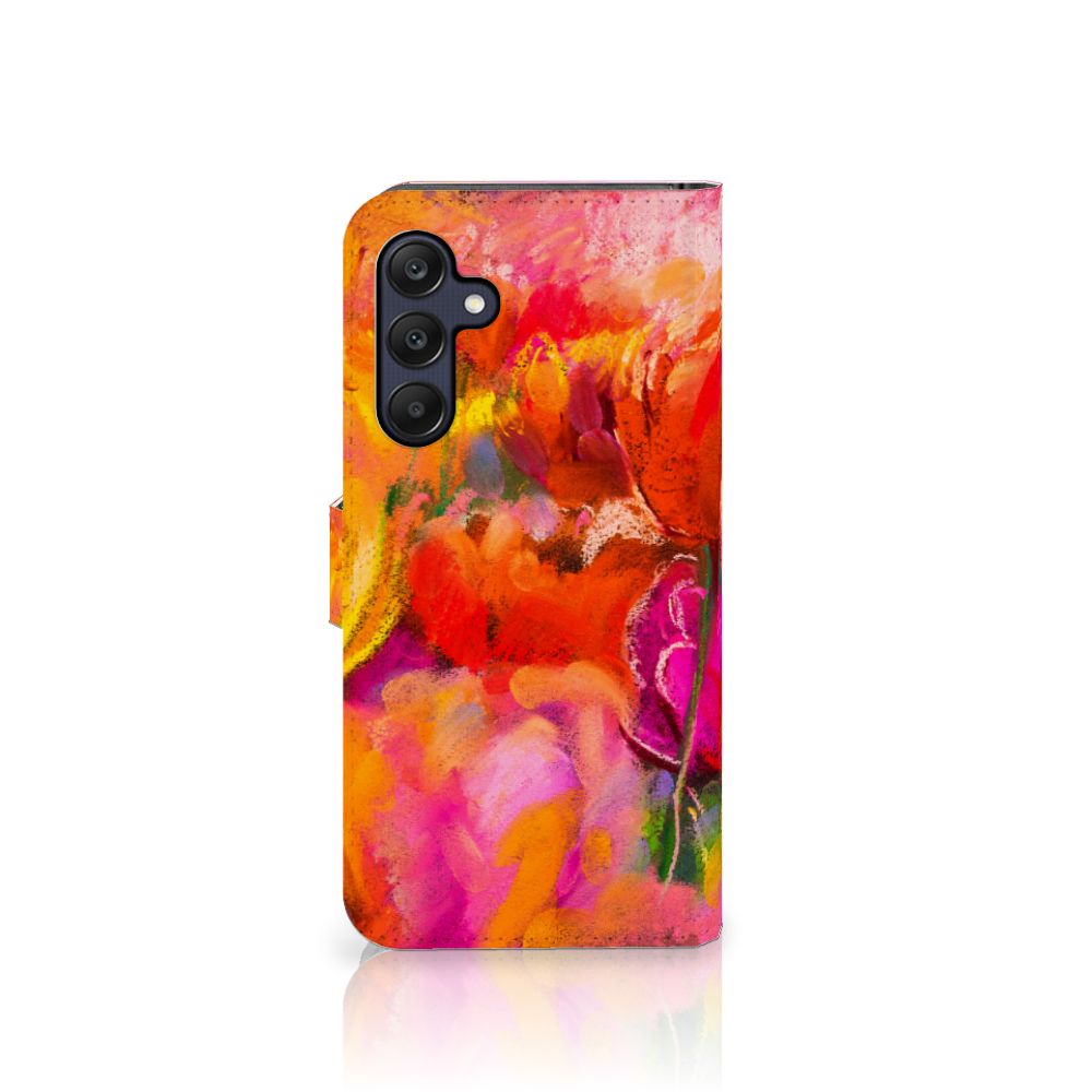 Hoesje Samsung Galaxy A25 Tulips telefoonhoesje tulpen kleurrijk design aanzicht