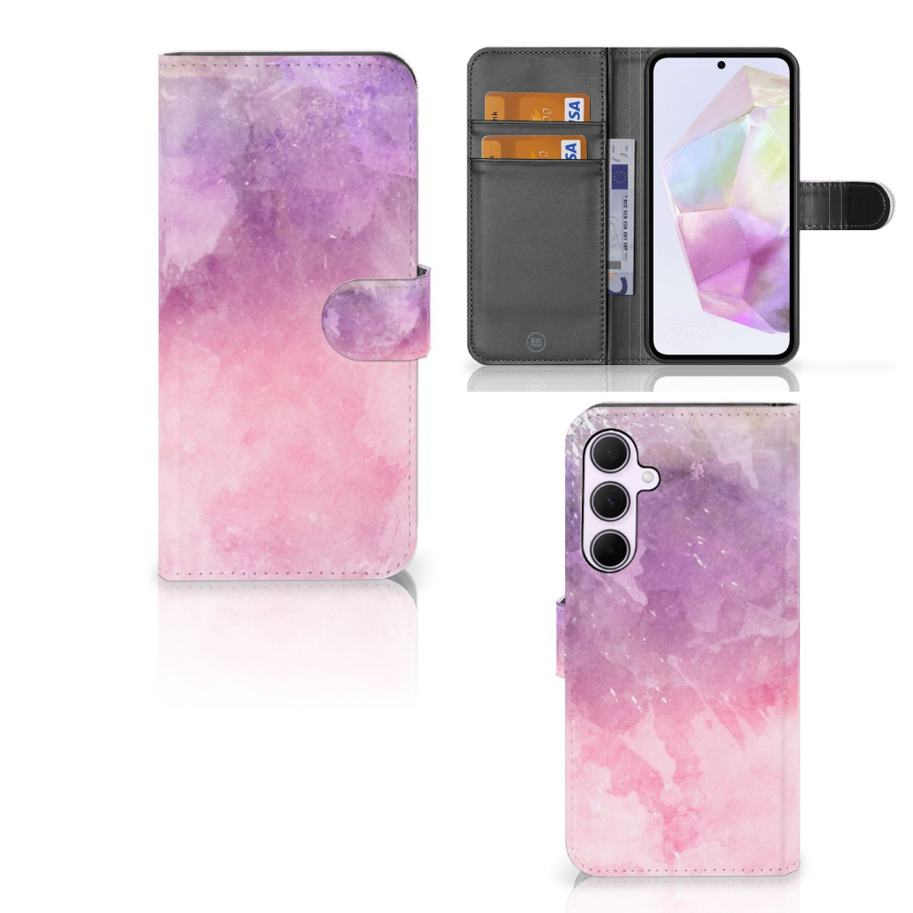 Samsung Galaxy A35 hoesje Pink Purple Paint voorkant binnenkant zijkant