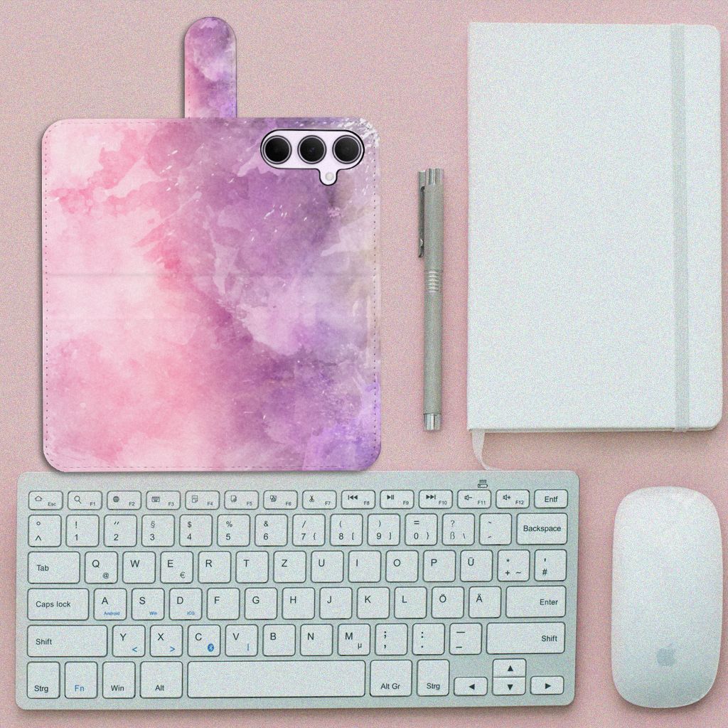 Hoesje Samsung Galaxy A35 Pink Purple Paint boekcase model bovenaanzicht