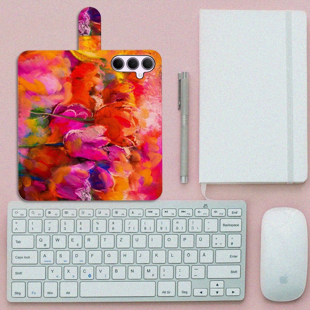 Hoesje Samsung Galaxy A35 Tulips met kleurrijk tulipendesign, perfect cadeau voor gebruiksgemak en bescherming.