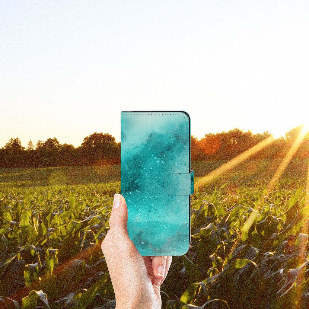Samsung Galaxy M53 Hoesje Painting Blue hand vastgehouden veld
